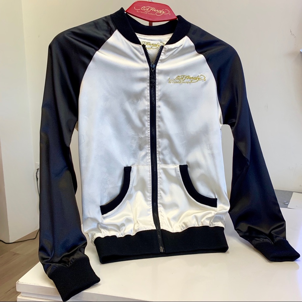 ✨BRAND NEW✨ Ed Hardy Silk Reversible Bomber Jacket